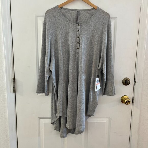 Melissa McCarthy Seven7 PLus-Size Oversized Grey Thermal Tunic Sz 3x - Picture 1 of 8